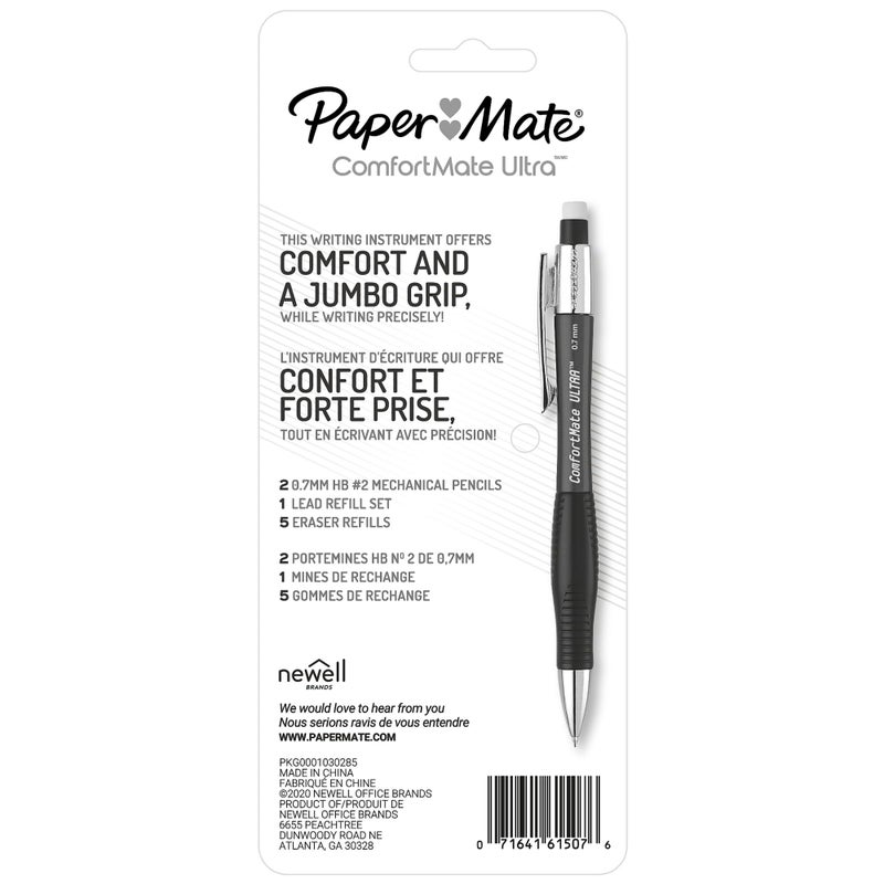 Paper Mate ComfortMate Ultra Mechanical Pencil Starter Set, HB Lead, 0.7 mm, Assorted Barrel Colors, Pack of 2 Pencils - Image 4